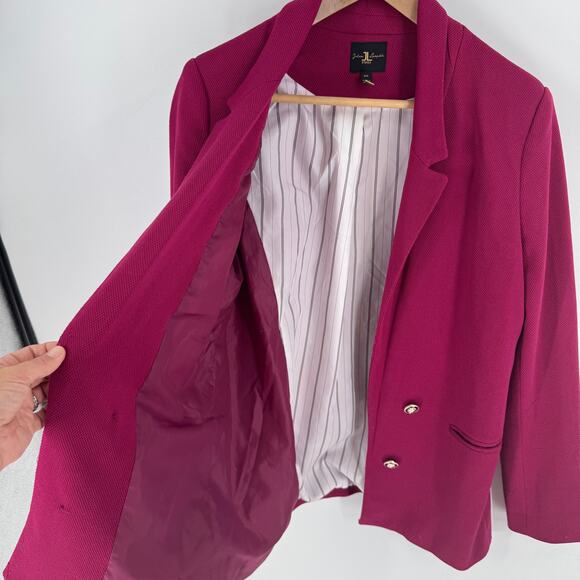 Jules & Leopold Studio Magenta Double Breasted Blazer Size M Structured Jacket - Picture 7 of 8